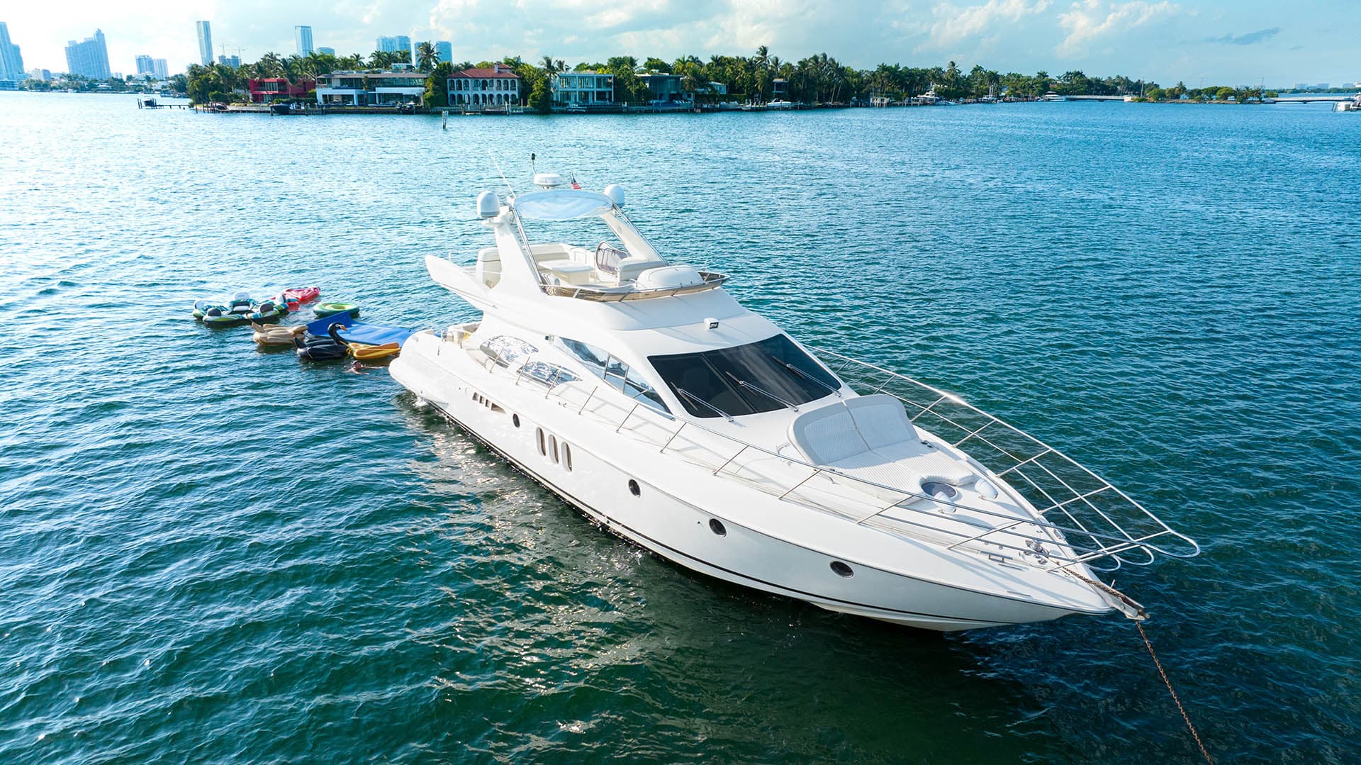 Azimut 65FT luxury yacht rental in Miami - exterior view